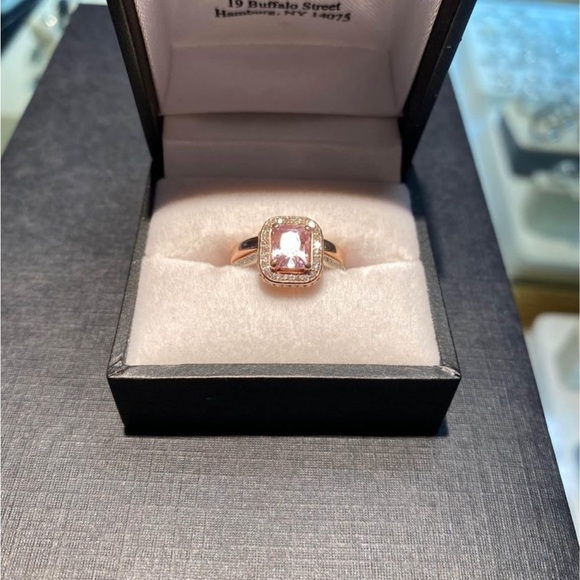 Peach champagne Sapphire Engagement Ring Wedding set - Picture 2 of 7